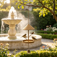 Mangeoire à oiseaux suspendue vintage personnalisable en métal avec cloche et ornement d'oiseau, décoration en fer pour jardin et véranda
