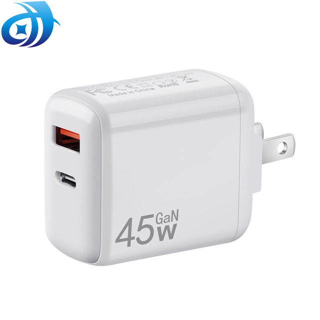 GaN Tech 2 Ports 45W Type C 30W 18W USB-A QC3.0 Wall Charger For MacBook Laptop iPhone 15 Fast Charger