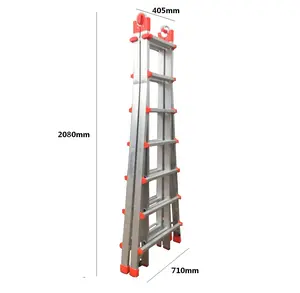 Aluminium Combinatie Ladder 4*7 Stappen Vouwladder Draagbare Fabrikant Leverancier