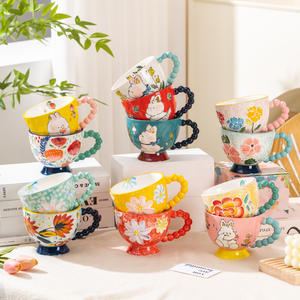 <span class=keywords><strong>Tazas</strong></span> <span class=keywords><strong>de</strong></span> Cerámica Pintadas a Mano con Dibujos Animados, <span class=keywords><strong>de</strong></span> Gran Capacidad, para Desayuno, Leche y Avena, Resistentes a Altas Temperaturas - Product Image 3