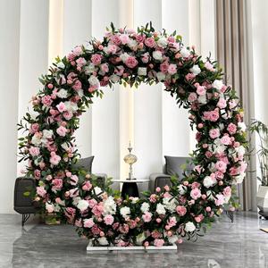 Luxury Eco-friendly Artificial Silk Flower Arch 2m Wedding Event Party White Pink Rose Mixed Arrangement <b>Backdrop</b> Decoration - Product Image 2