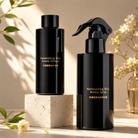 Flacon diffuseur d'huile parfumée pour pièce, vide, original, noir, 100 ml, 200 ml, avec bouchon à vis en verre/pulvérisateur à gâchette, design élégant à épaule plate