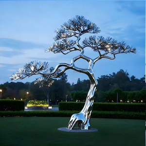 Escultura Grande de Pino de Acero Inoxidable, Personalizable para Decoración de Jardín Exterior - Product Image 3