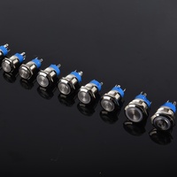 Interrupteur à bouton-poussoir momentané en laiton de 19 mm, IP65, éclairé par LED, tête ronde plate, 4/5 broches NO NC pour contrôle industriel