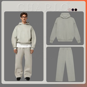 Streetwear <span class=keywords><strong>in</strong></span> bianco Unisex Boxy marca <span class=keywords><strong>tuta</strong></span> Herren produttore oversize <span class=keywords><strong>pantaloni</strong></span> della <span class=keywords><strong>tuta</strong></span> e felpa <span class=keywords><strong>con</strong></span> cappuccio Set per uomo Logo personalizzato - Product Image 3