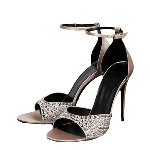 Zapatos de Tacón Alto de Diseño de Lujo Personalizados para Mujer, con Punta Abierta, Pedrería y Correa en el Tobillo, para Primavera, Verano y Otoño, Resistentes al Desgaste - Product Image 1