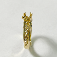 Bague de fiançailles MaiYi Vintage Filigree Flowing Scrolls, sertie en or jaune 14 carats, ovale, semi-montée