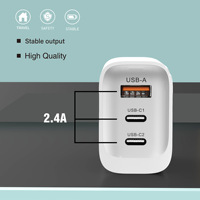 Chargeur rapide pour téléphone portable 12W QC3.0 5V 2.4A 1U+2C Adaptateur d'alimentation USB-C Prise universelle US EU UK