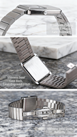 Montre à quartz carrée de luxe vintage rétro avec heure sautante, bracelet en cuir de vache unisexe, acier inoxydable, résistante à l'eau, chronomètre