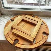 Table basse pliante d'extérieur en bois portable avec porte-gobelets en verre, plateau à fruits et à collations, table à vin pour pique-nique en camping