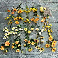 Fabricants de fleurs artificielles LO-720, fleurs en soie jaunes en gros, décoration de centre de table pour mariage et événements