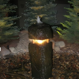 Lanterne en pierre avec <span class=keywords><strong>fontaine</strong></span>, directement de l'usine, en basalte naturel, colonne en basalte, éclairage pour la décoration de jardin - Product Image 1
