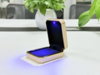 Boîte à bijoux LED prête à la vente, boîte à pendentif LED octogonale dorée, boîte à collier LED, logo personnalisé disponible
