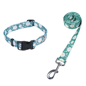 Conjunto de Correa y collar de perro ajustable de varios colores de tela personalizada de lujo por sublimación duradera - Product Image 3