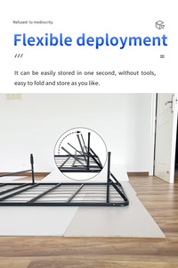 Cadre <span class=keywords><strong>de</strong></span> lit en tube <span class=keywords><strong>de</strong></span> fer en métal <span class=keywords><strong>de</strong></span> taille King Size réglable moderne en acier gain <span class=keywords><strong>de</strong></span> place meubles <span class=keywords><strong>de</strong></span> chambre à coucher Double reine salon - Product Image 4