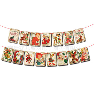 Retro Christmas Square <b>Banner</b> Paper Victorian Style Garland Fireplace Decoration <b>Party</b> <b>Banner</b> - Product Image 6