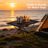 Table pliante de camping, cadre en alliage d'aluminium, plateau en maille de nylon, 652g, légère, hauteur réglable, double porte-gobelets, résistante à l'eau