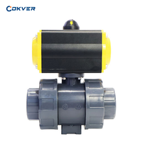 Vanne à boisseau sphérique pneumatique à union vraie en PVC/CPVC résistante à la corrosion, 1/2"-4" DN15-DN100, double action pour produits chimiques et eau