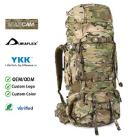 Sac à dos tactique multi-jours 75L avec support de charge en aluminium, camouflage, pour équipement de randonnée en plein air