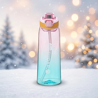 Bouteille d'eau en plastique sans BPA, qualité alimentaire, anti-fuite, à boire directement, avec couvercle à ressort, idéale pour le camping, l'école et la salle de sport