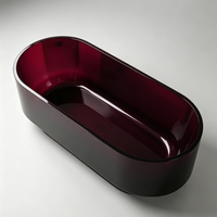 Baignoire autoportante moderne en pierre artificielle colorée transparente, de haute qualité, artistique, couleur personnalisée, grande taille