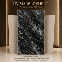 Panneau mural décoratif en PVC brillant MORLENX, marbre naturel noir gris, feuille UV, pour hôtel, bureau, intérieur
