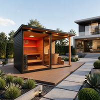 Cabine de sauna électrique extérieure moderne en bois massif de qualité supérieure avec bain de glace pour villa
