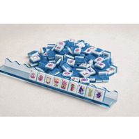Jeu de Mahjong Américain Bleu 160 Tuiles NMJL Standard Tuiles de Mahjong en Acrylique 4 Couches Impression Artistique Colorée Jeu de Société pour la Maison Cadeau