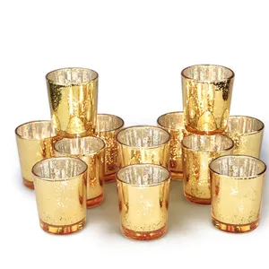 High quality wedding centerpieces gold foil glass candle jars holder