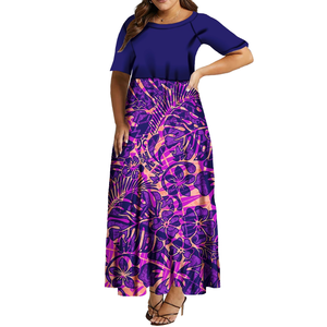 Vestido Maxi Puletasi <span class=keywords><strong>Elei</strong></span> para Niñas Samoanas, Estampado Tribal Personalizado, Estilo Tapa, Transpirable, para Vacaciones de Verano - Product Image 1