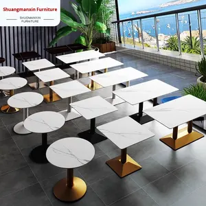 Mesa de comedor de tablero de roca comercial de lujo ligero, silla de comida rápida, cafetería, comedor, área de servicio para tiendas de té con leche, juegos de restaurante - Product Image 1