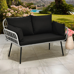 Divani da Giardino a Due Posti con Telaio in Alluminio e Rattan Naturale - Arredamento da Esterno per Patio - Mey - Product Image 4