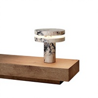 Lampe de table en marbre de style nordique moderne minimaliste, luxe léger, lumière chaude, modèle T01, diamètre 300 mm, H320 mm, salon, hôtel, chambre à coucher