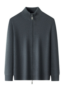 <span class=keywords><strong>Cardigan</strong></span> in Lana con <span class=keywords><strong>Zip</strong></span> Integrale per Uomo, Autunno e Inverno, Alta Qualità, Personalizzabile, Caldo e Morbido, Maglieria Invernale - Product Image 2