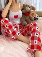 IStapromo Cadeaux – Pyjama décontracté et sexy pour femme, ensemble deux pièces imprimé avec caraco et pantalon long, respirant