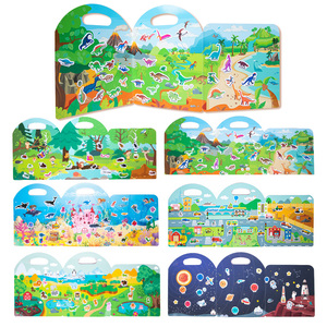 Libro de Pegatinas Reutilizable, Libro de Pegatinas de Viaje con Pegatinas Lavables de Gel, Plegable con Asa de Transporte, Juguete Silencioso para Niños - Product Image 5