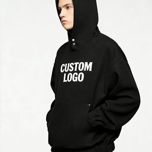 Sweat à capuche unisexe personnalisé avec logo, en polaire épaisse, coupe oversize, coupe-vent, en coton, design exclusif, boutons apparents, collection automne, ODM - Product Image 1