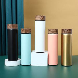 Stainless Steel Flask <b>Thermos</b> with Wood Grain Lid Straight Termos Insulated Water Bottle <b>Tea</b> Infuser Hot Thermal Termicos Vasos - Product Image 1