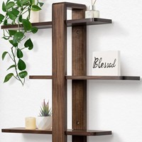 Étagère murale en bois à trois niveaux avec crochets, pour l'entrée, le rangement du courrier et des documents, organisateur de décoration intérieure