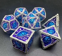 Juego de Dados Poliédricos de Metal con Diseño de Ojo de Dragón en Bloques de Color Vibrantes para Juegos de Mesa