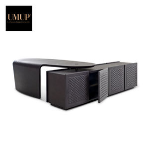 Ensemble de postes de travail de direction modernes et luxueux Mobilier de bureau <span class=keywords><strong>en</strong></span> bois massif au design contemporain avec finition <span class=keywords><strong>en</strong></span> cuir pour la maison Cabinet d'avocats - Product Image 3