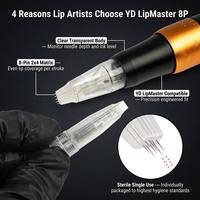 Aiguilles de maquillage permanent YD LipMaster 8P, cartouches professionnelles à 8 aiguilles pour le blush des lèvres et la couleur des lèvres, boîte de 10 pièces