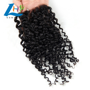 Pelo virgen rizado Jerry de alta calidad, extensiones de cabello humano brasileño con cierre de encaje hd, 4x4 - Product Image 2