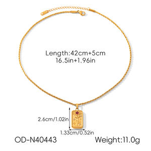 Damen Edelstahl <span class=keywords><strong>Tarot</strong></span>-Halskette 3D Geprägte Diamant Geometrische Anhänger Vergoldete Blumen-Sonnengöttin Halskette - Product Image 6