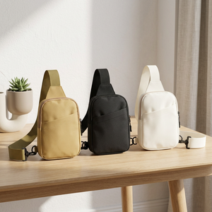 Bolso bandolera con logotipo personalizado, mochila cruzada ligera de lona para viajes al aire libre, senderismo, para hombres y mujeres, regalo promocional al por mayor. - Product Image 1