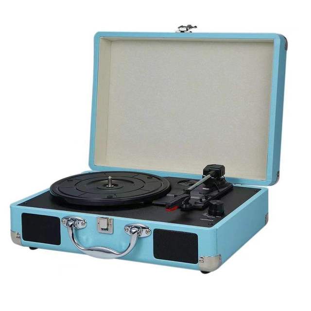 Factory Custom Portable Suitcase Vinyl Turntable Record Player 3 Speed BT USB Built in Speakers Record Player Home Party Audio