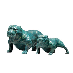 Juego de figuras de bulldog Copper And Gold Years, escultura de latón hecha a mano, decoración de escritorio para sala de estar - Product Image 1