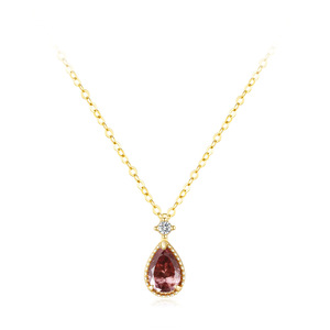 Collar con colgante de circonita roja en forma de lágrima, versión personalizable en cobre y plata de ley S925, regalo para mujer - Product Image 1