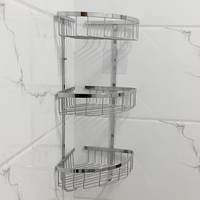 Idesign Panier de Douche Durable en Acier Inoxydable Blanc à Fixation par Ventouses pour Shampoing, à Accrocher à la Porte