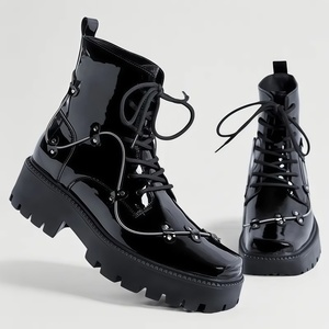 Bottes de luxe pour homme, style britannique, nouvelle collection 2026, à lacets, bout rond, en PU, pour loisirs en extérieur, imperméables et légères - Product Image 4